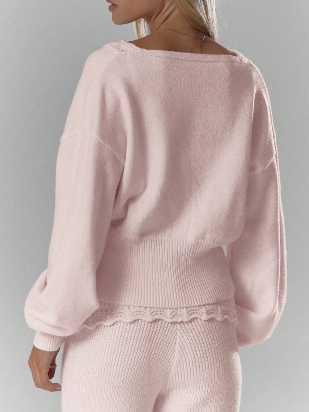 Baby Pink Casual Women's Sweater - Picture 2 of 6